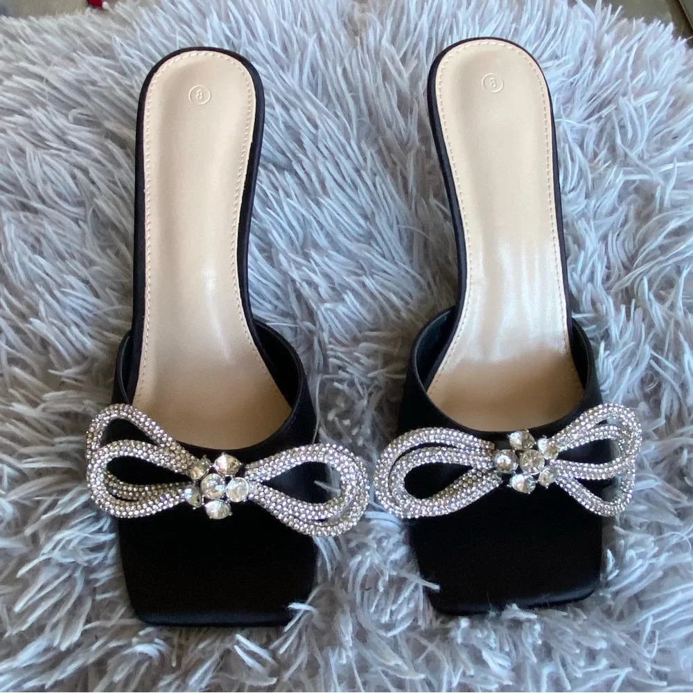 NWOT Black Rhinestone Heels - Picture 1 of 9